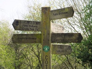 Cotswold Way - finger post near Dursley