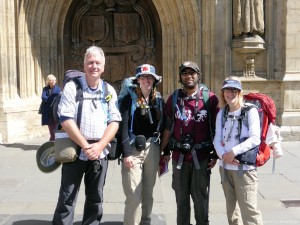 Cotswold Way - The team at the finish, Bath Abbey